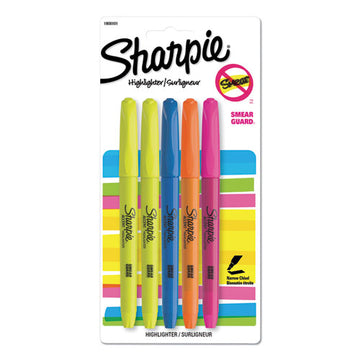Sharpie® Pocket Style Highlighters, Assorted Ink Colors, Chisel Tip, Assorted Barrel Colors, 5-set freeshipping - TVN Wholesale